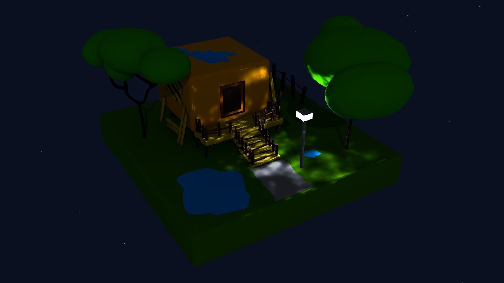 LOW POLY HOME house on island 3D model_1