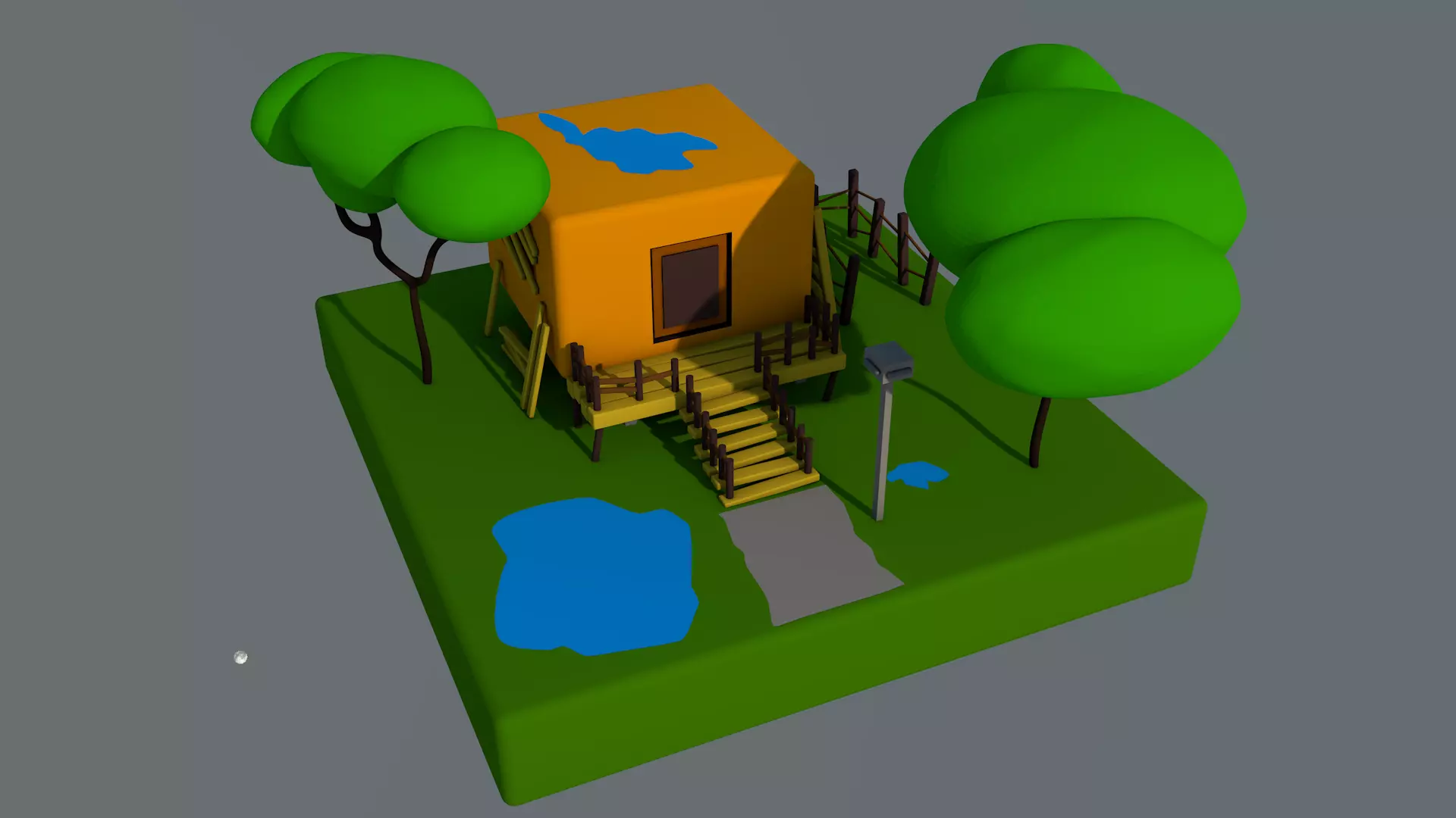 LOW POLY HOME house on island 3D model_0
