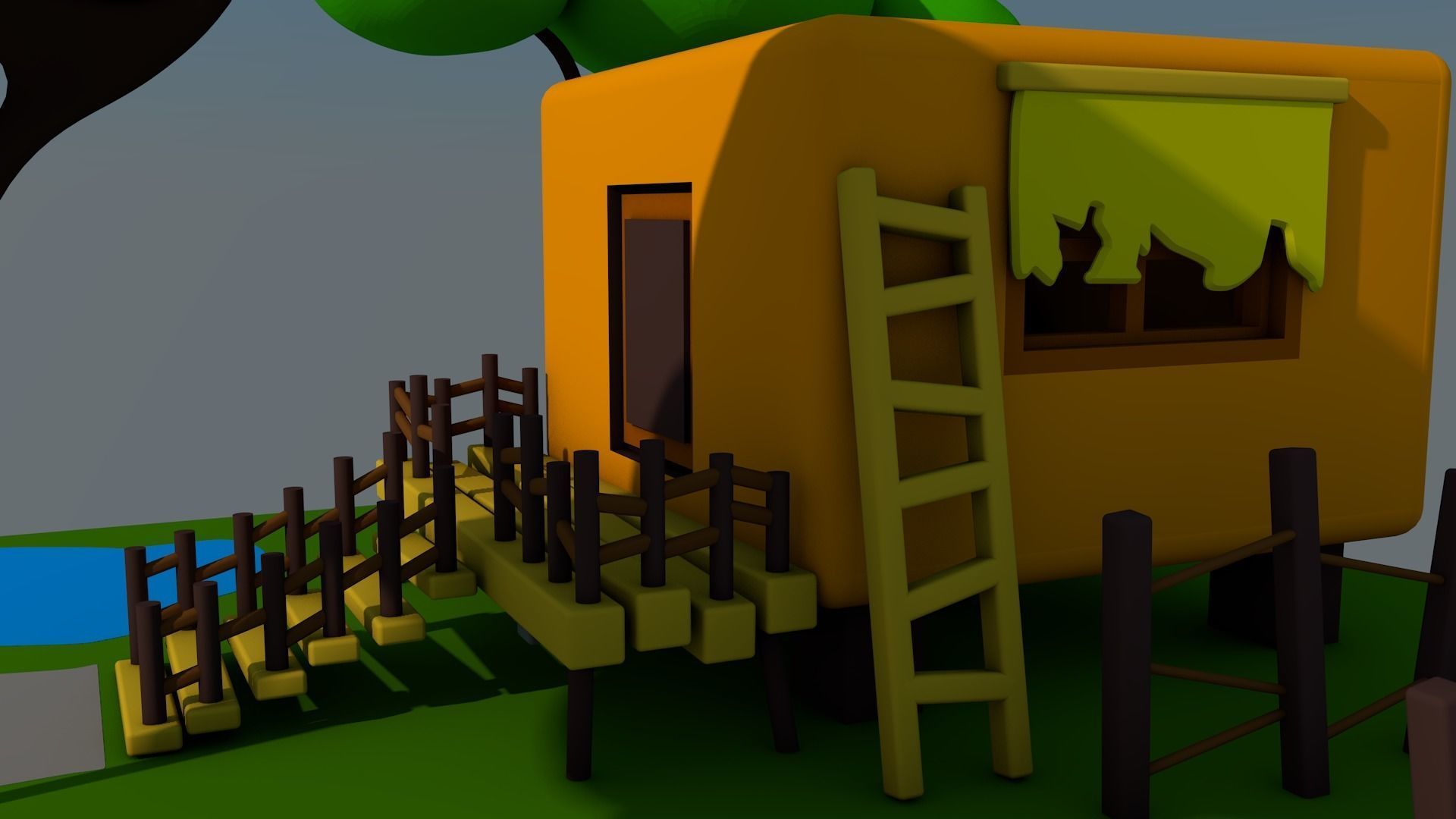 LOW POLY HOME house on island 3D model_6