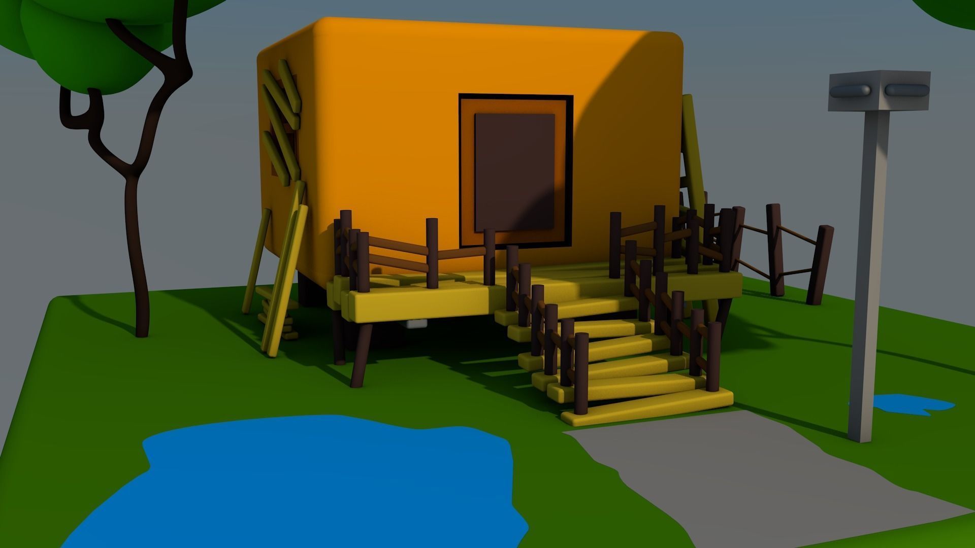 LOW POLY HOME house on island 3D model_4