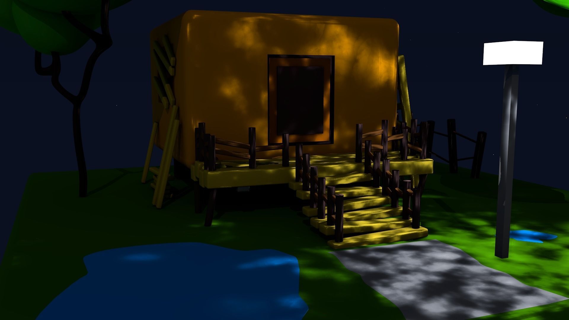 LOW POLY HOME house on island 3D model_5