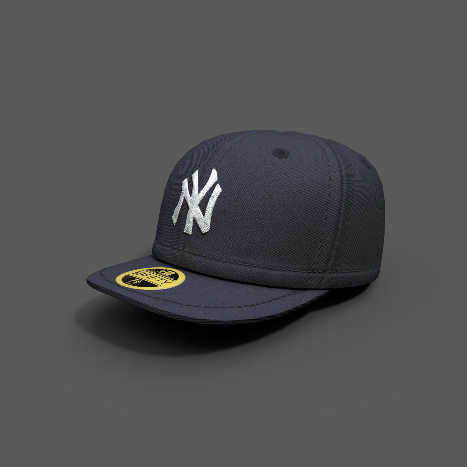 Human cap hat 3d model New york  Low-poly 3D model_2
