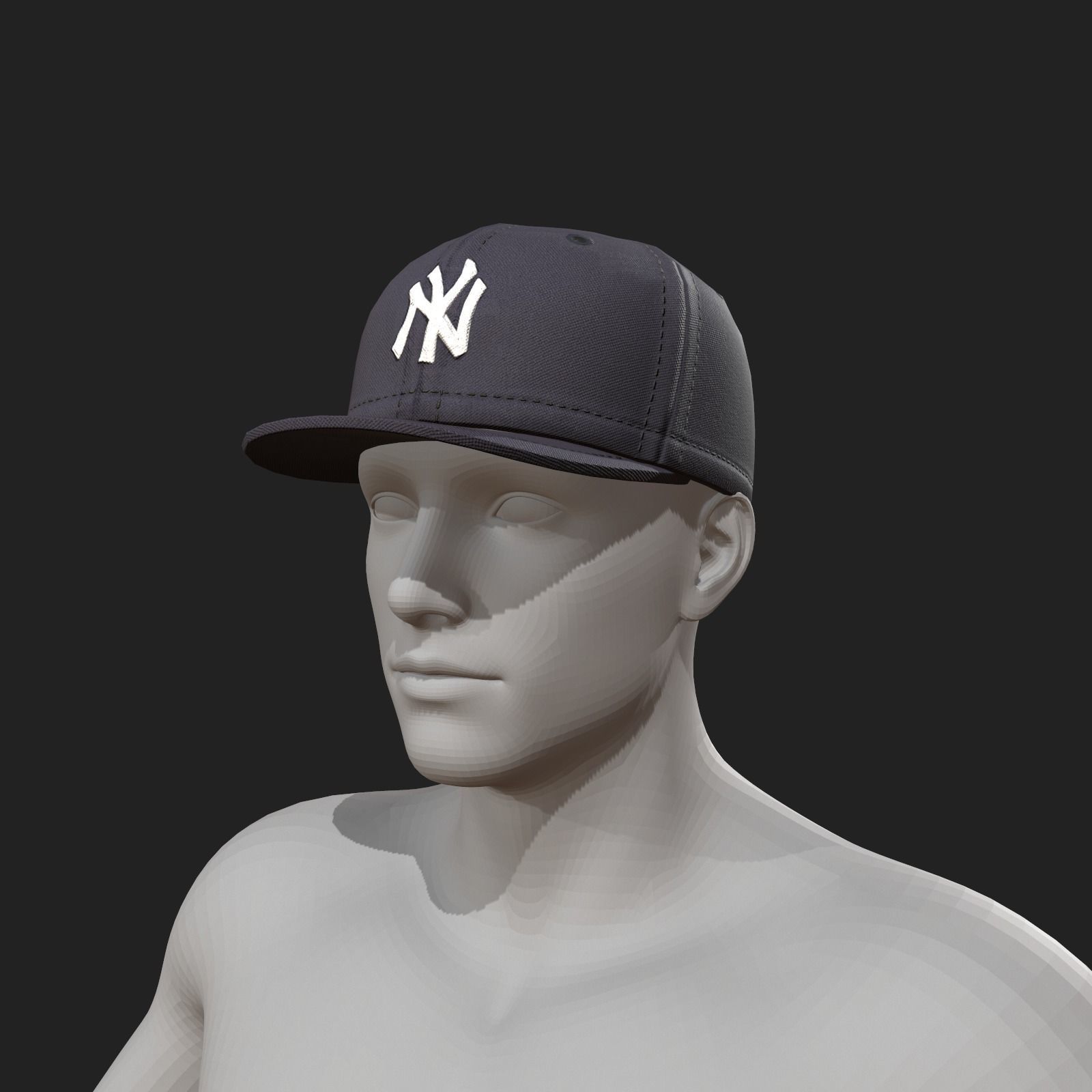 Human cap hat 3d model New york  Low-poly 3D model_3