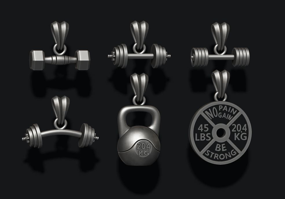 barbell pendant pack 3D print model_3