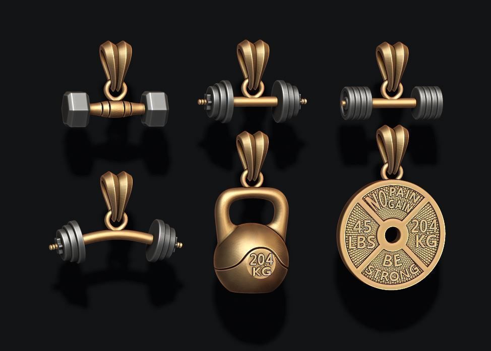 barbell pendant pack 3D print model_9