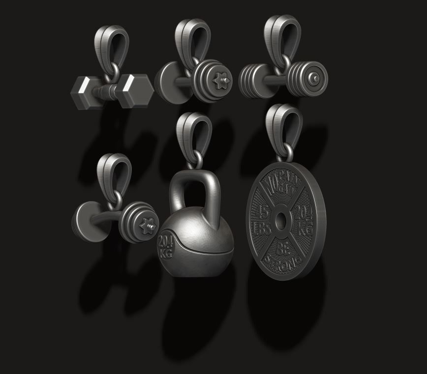 barbell pendant pack 3D print model_7