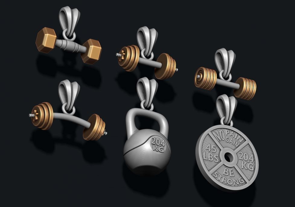 barbell pendant pack 3D print model_1