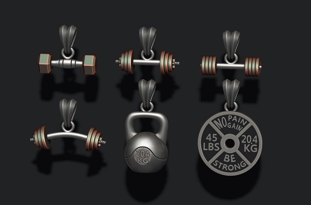 barbell pendant pack 3D print model_8