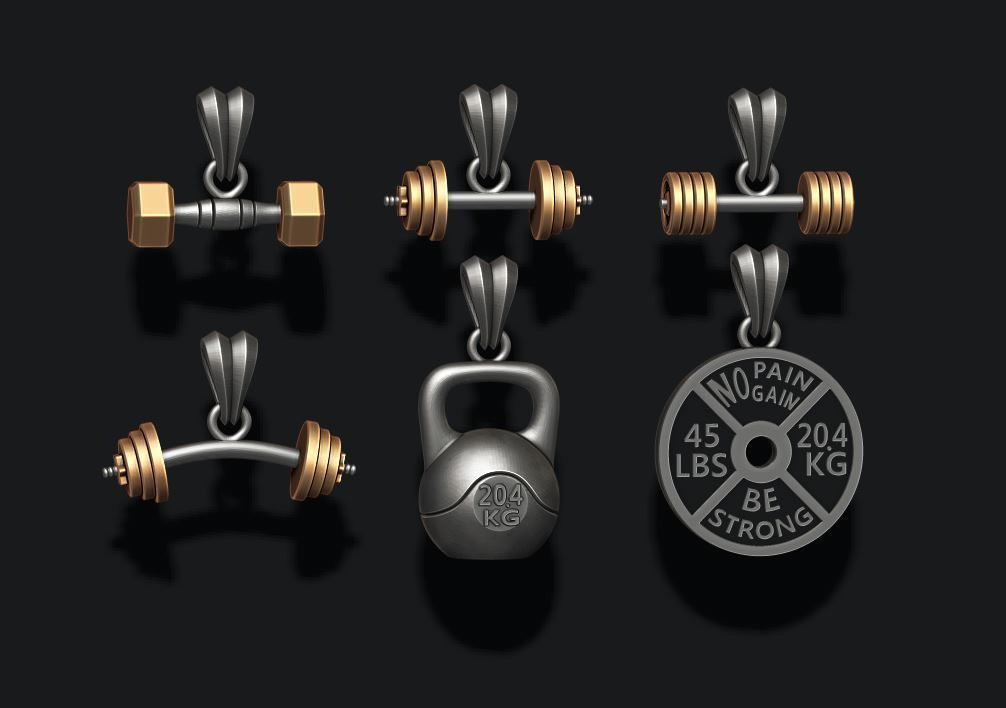 barbell pendant pack 3D print model_4