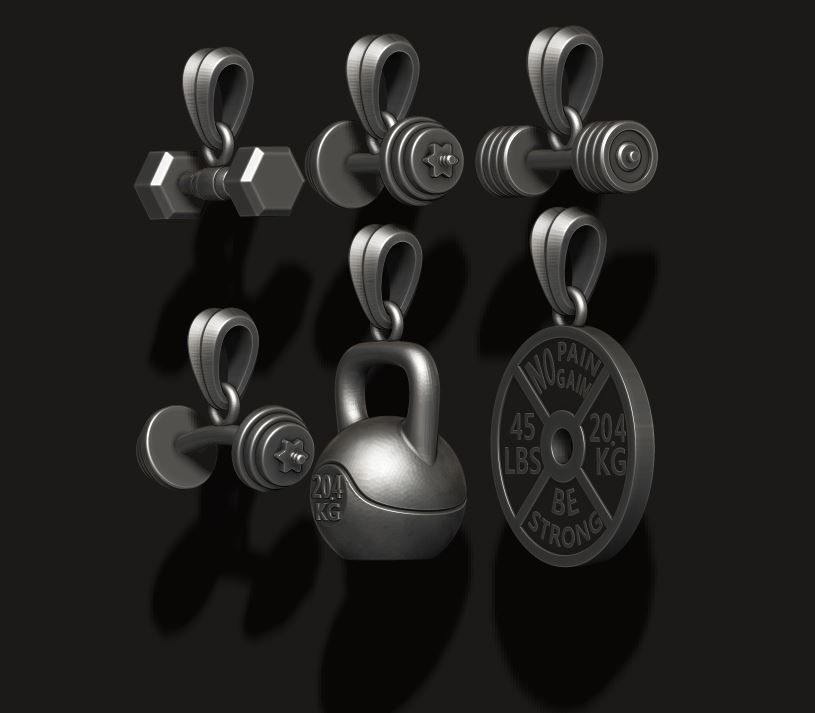 barbell pendant pack 3D print model_5