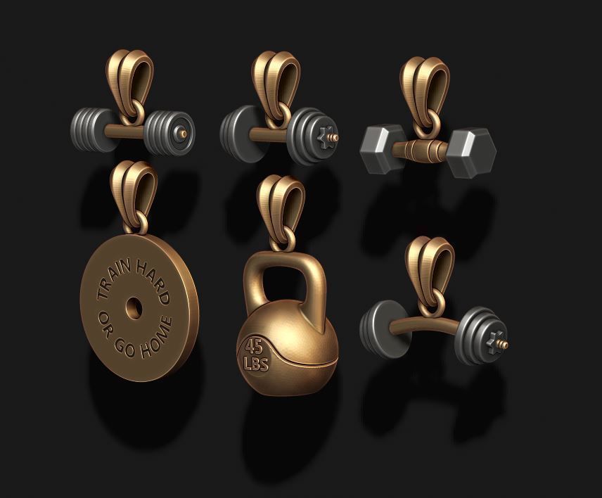 barbell pendant pack 3D print model_2