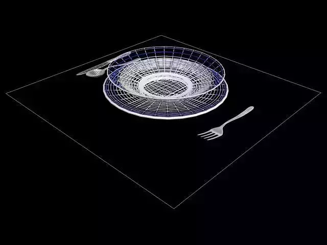 dinner set plate and fork on napkin Low-poly 3D model