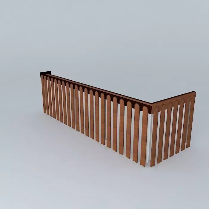 Wooden railing  Free 3D model_0