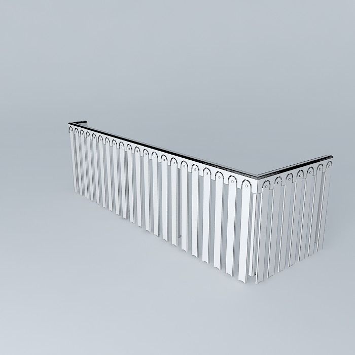 Wooden railing  Free 3D model_3