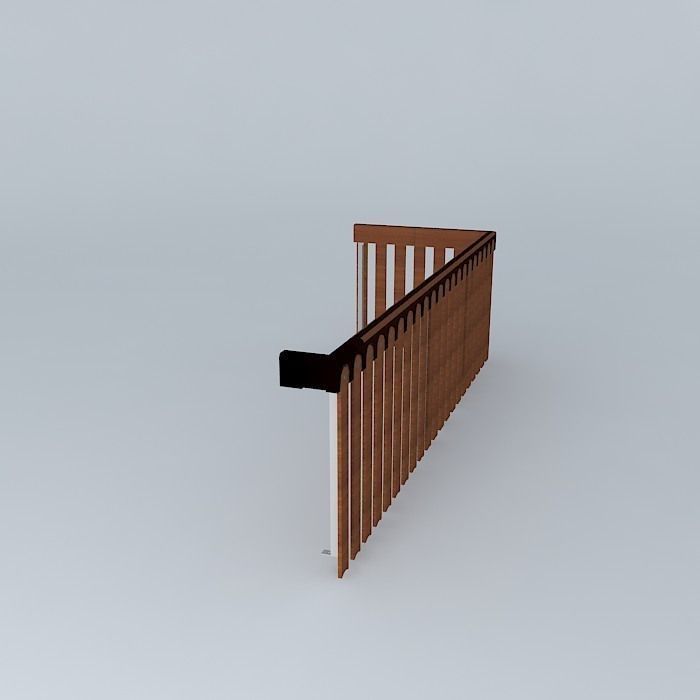 Wooden railing  Free 3D model_1
