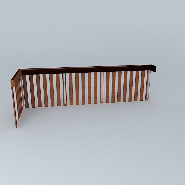 Wooden railing  Free 3D model_2