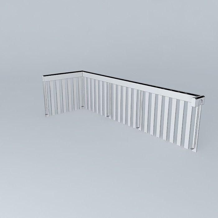 Wooden railing  Free 3D model_4