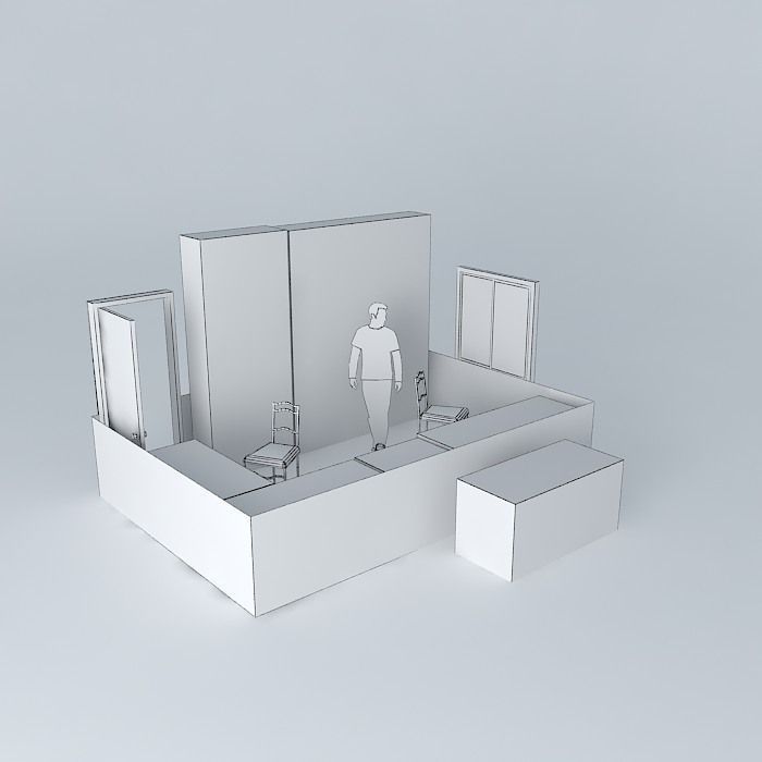 Office Storage shelves and tables Free 3D model_4