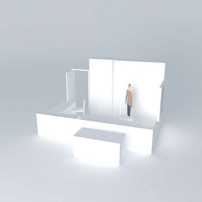Office Storage shelves and tables Free 3D model_1