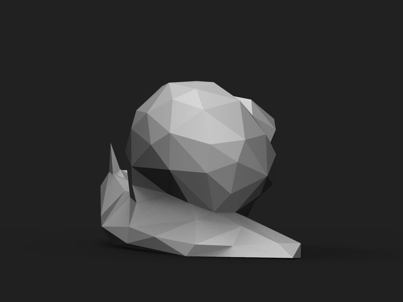 Snail Low Poly polygonal skull 3D print model_8