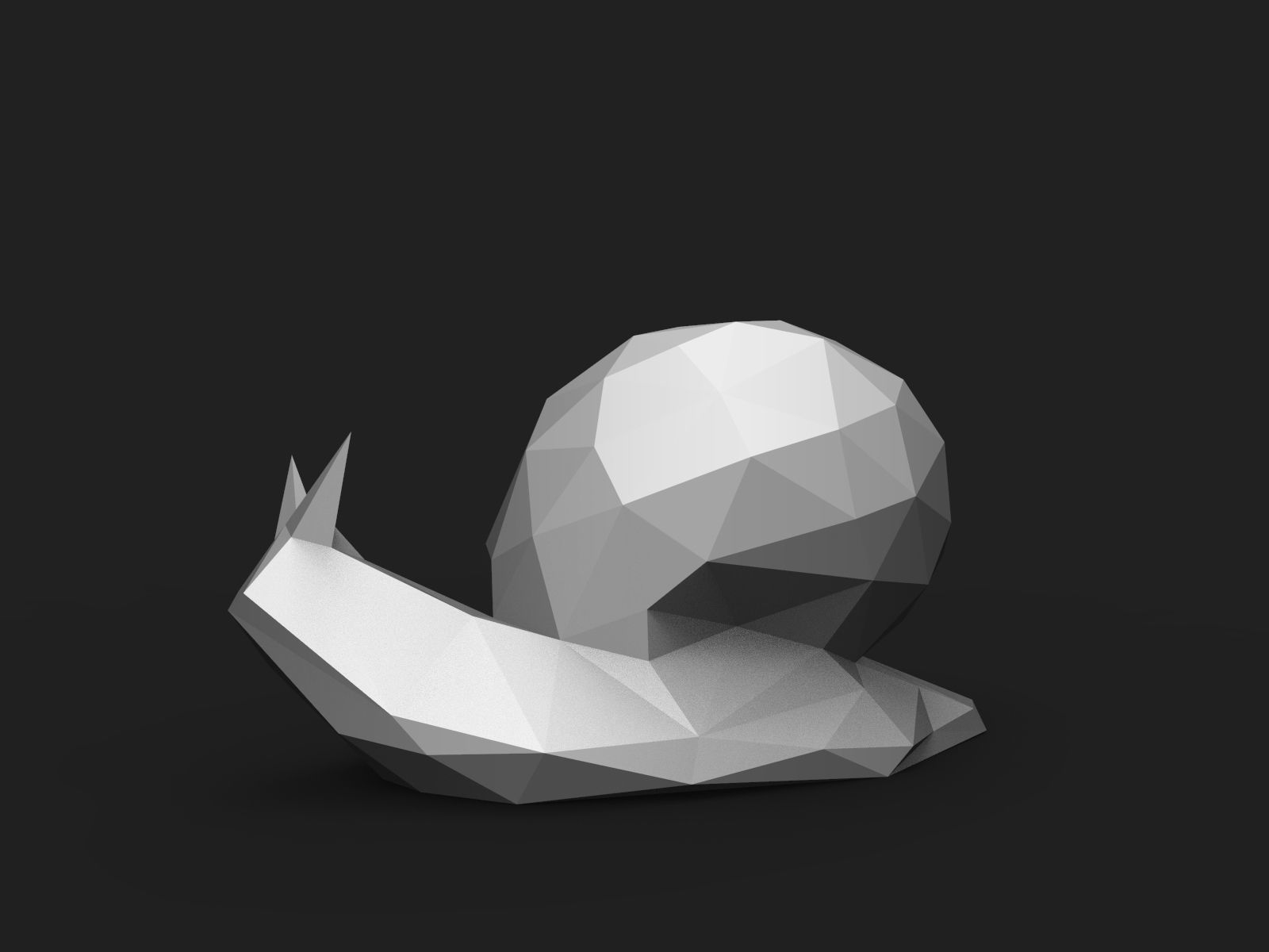 Snail Low Poly polygonal skull 3D print model_10