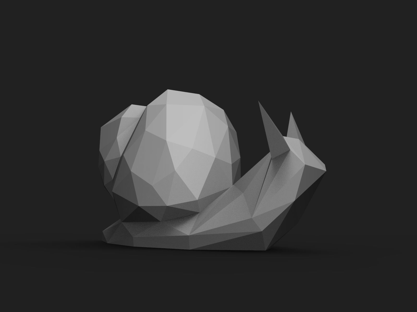 Snail Low Poly polygonal skull 3D print model_1