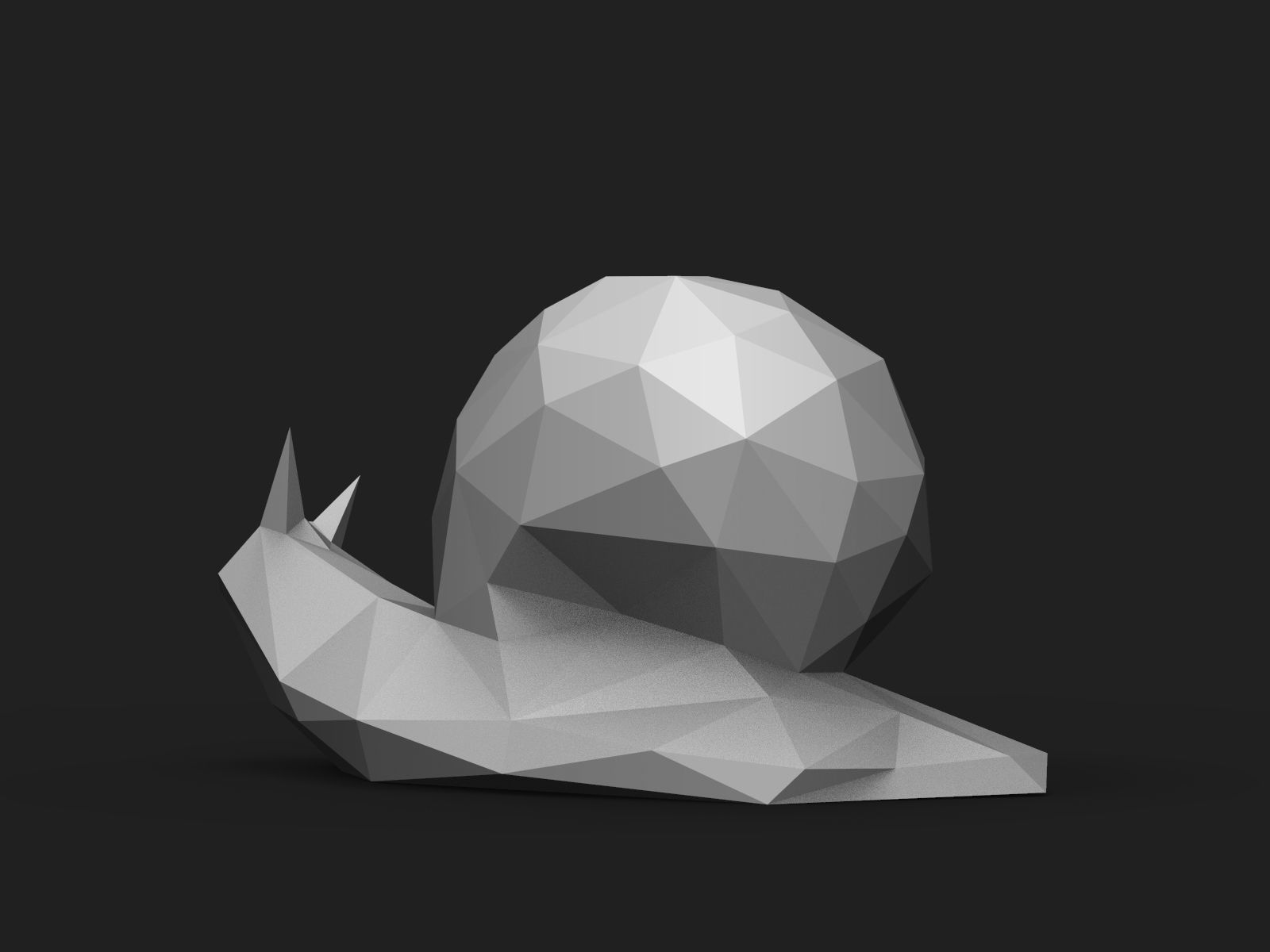 Snail Low Poly polygonal skull 3D print model_9