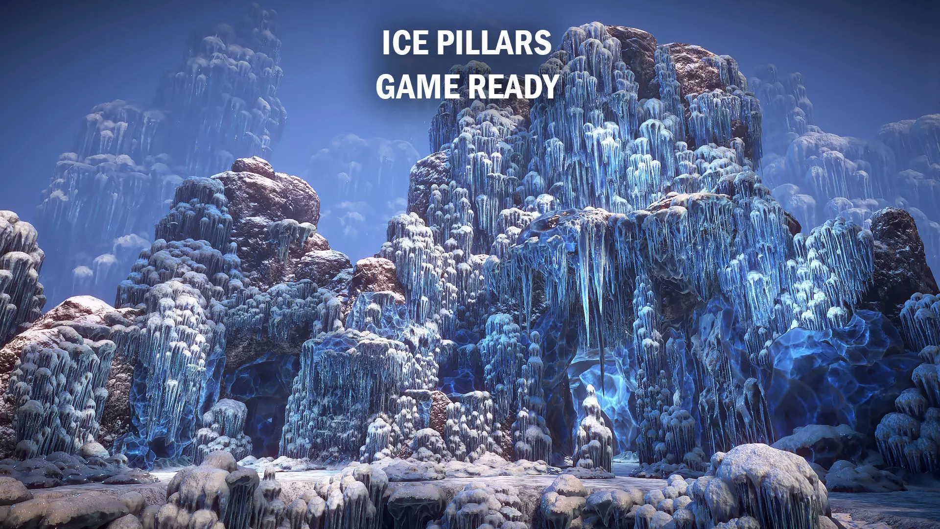 Ice pillars Low-poly 3D model_0