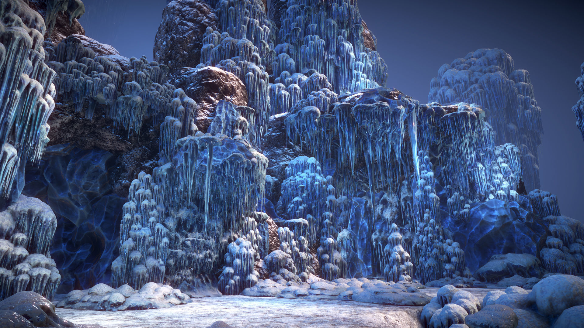 Ice pillars Low-poly 3D model_2
