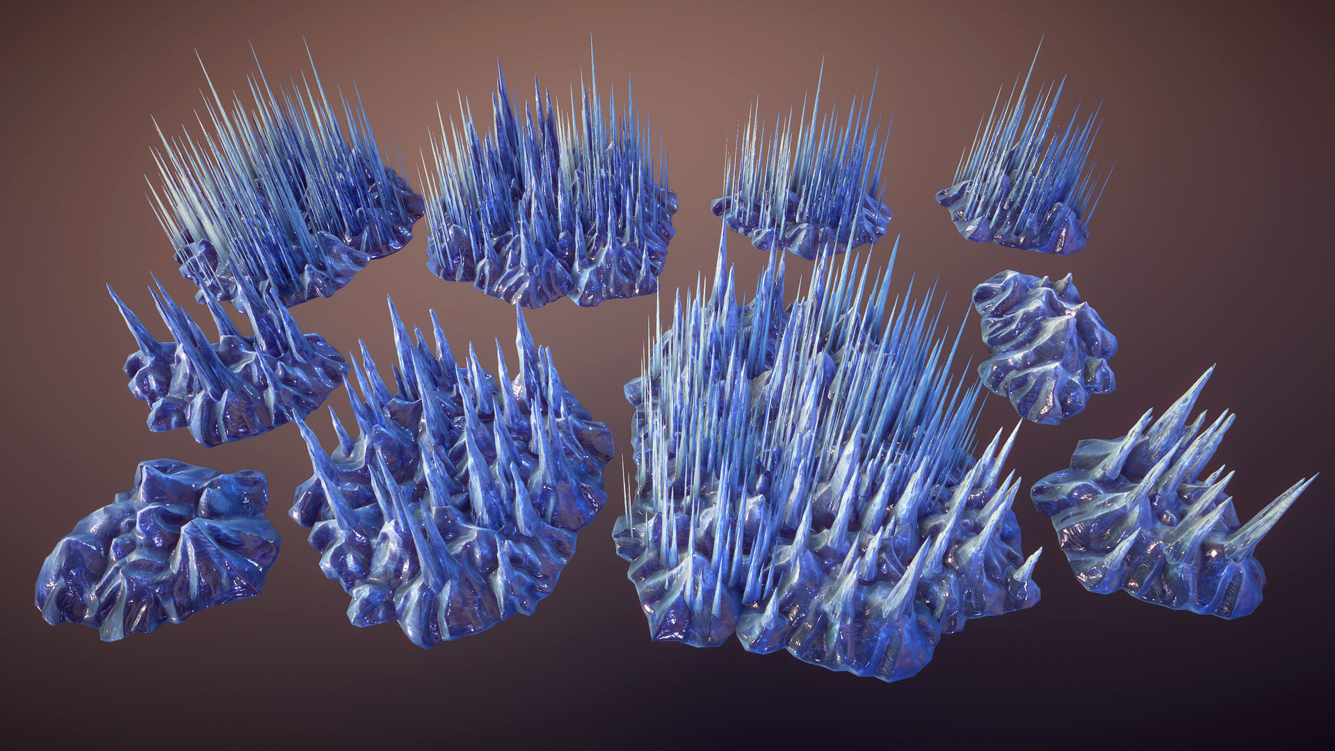 Ice pillars Low-poly 3D model_6