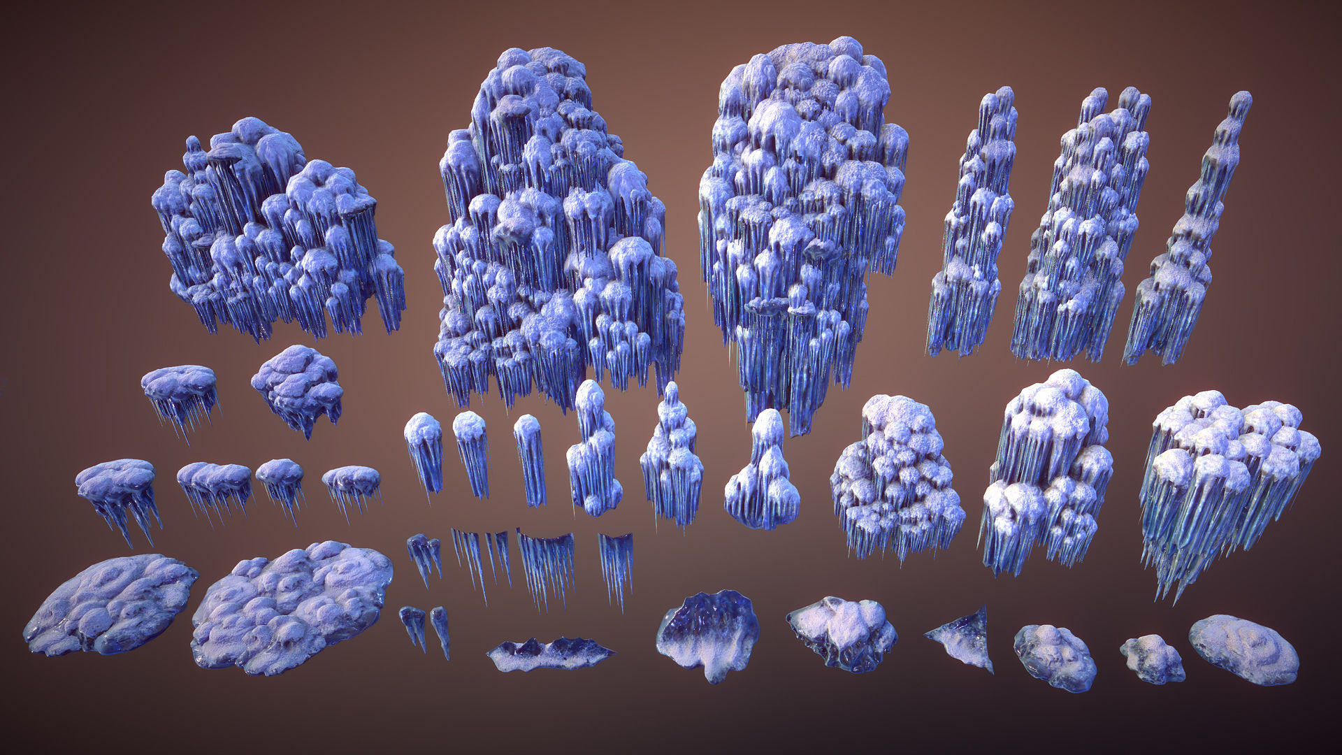 Ice pillars Low-poly 3D model_4