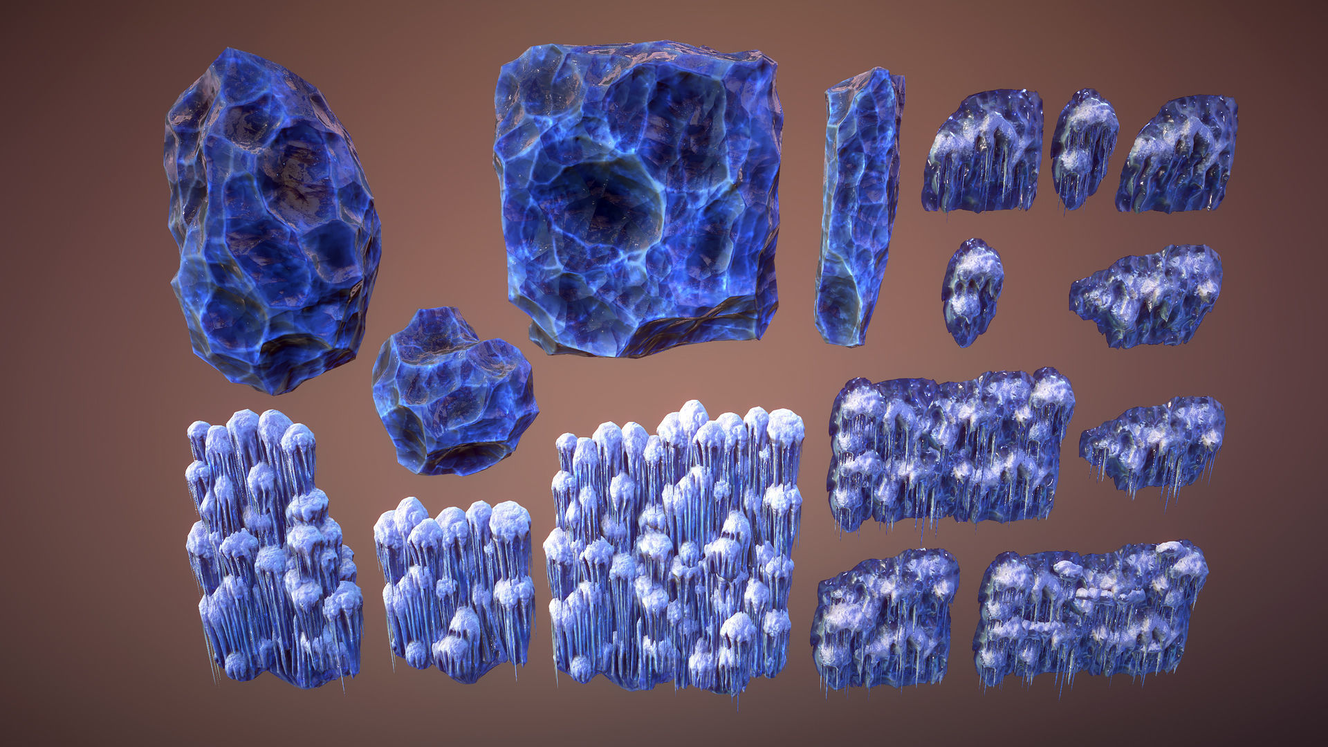 Ice pillars Low-poly 3D model_5