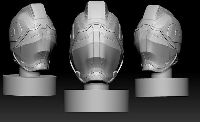 Sci-fi helmet 3D printable model 3D print model