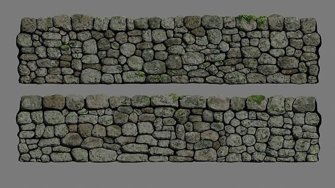 Drystone Wall Modular Low-poly 3D model 7