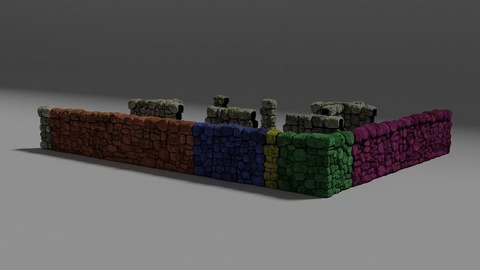 Drystone Wall Modular Low-poly 3D model 4