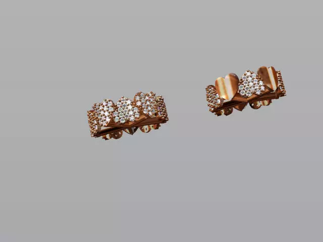 Heart rings love full and half jewels diamond stones cut round 3D print model