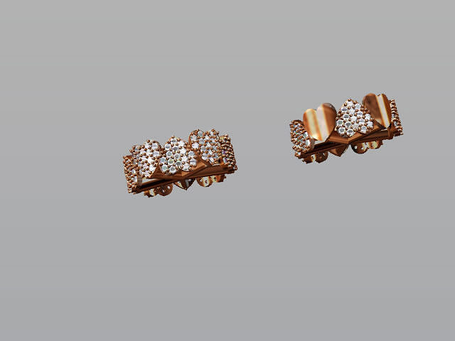 Heart rings love full and half jewels diamond stones cut round 3D print model