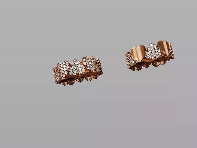 Heart rings love full and half jewels diamond stones cut round 3D print model