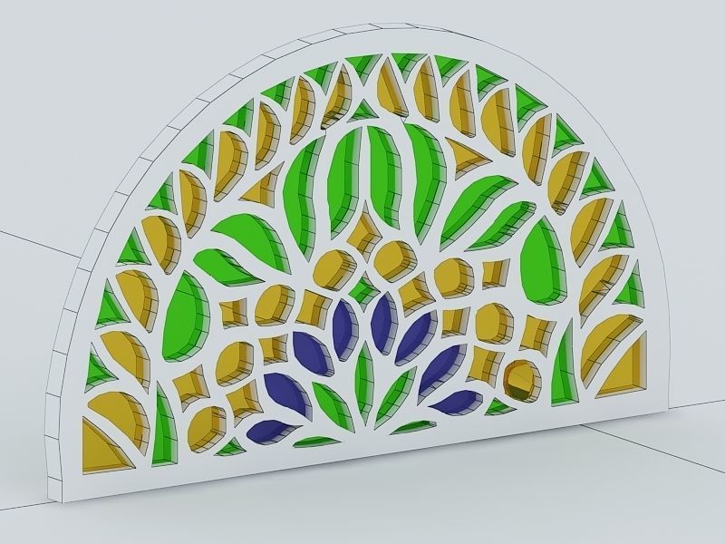 Qamaria stained glasses windows Low-poly 3D model_3