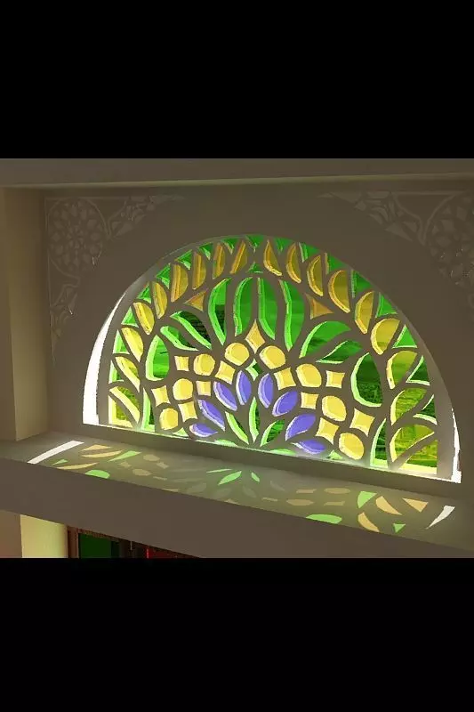 Qamaria stained glasses windows Low-poly 3D model_0