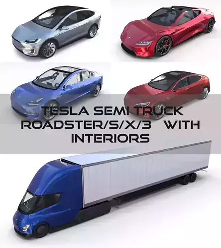 Tesla Pack Semi Roadster Model S X 3 with interiors