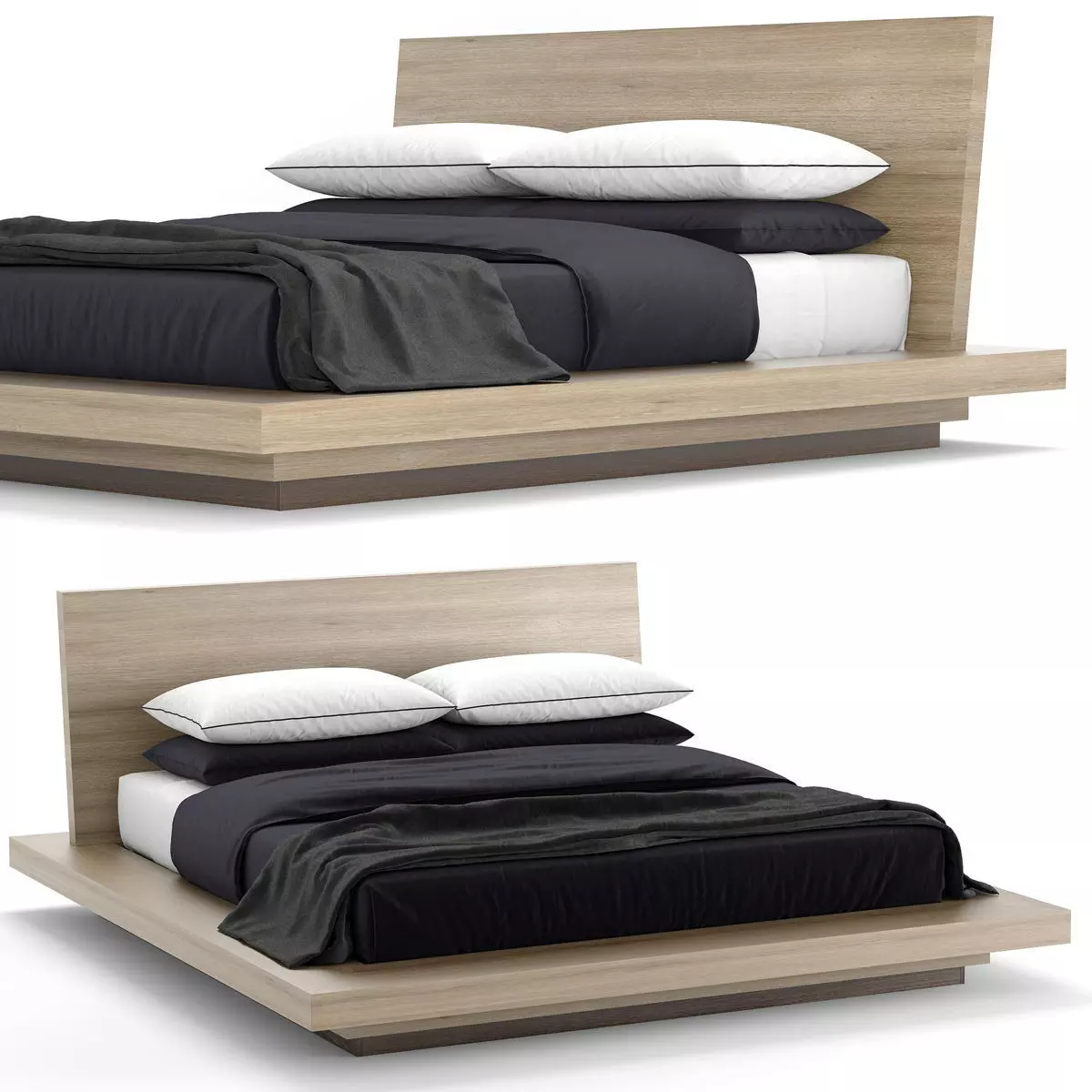 RH Modern White Hall Platform bed 3D model