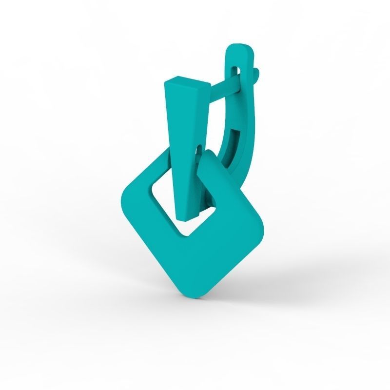 Women Geometric rhombus earrings 3dm stl 3D print model 3D print model_10