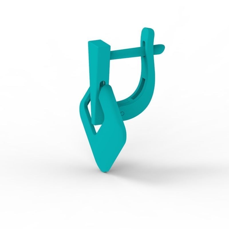 Women Geometric rhombus earrings 3dm stl 3D print model 3D print model_11