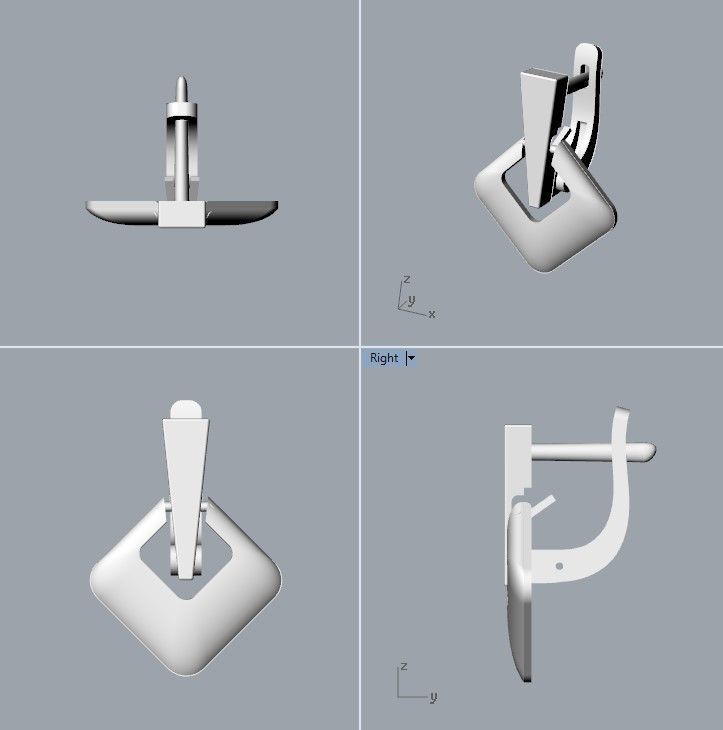 Women Geometric rhombus earrings 3dm stl 3D print model 3D print model_30