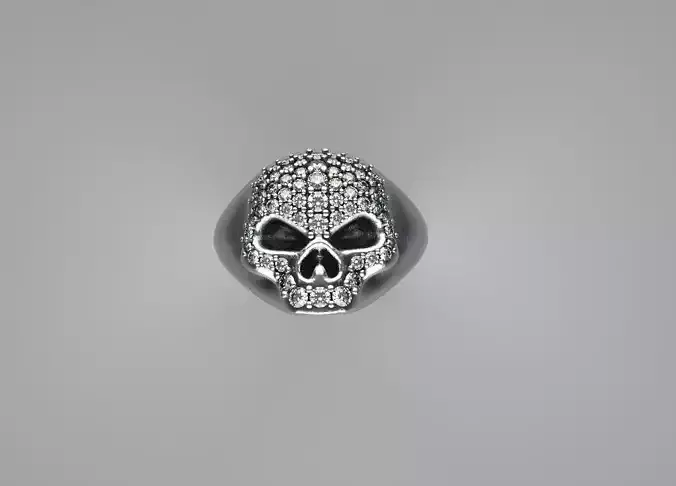 Skull ring with diamonds 