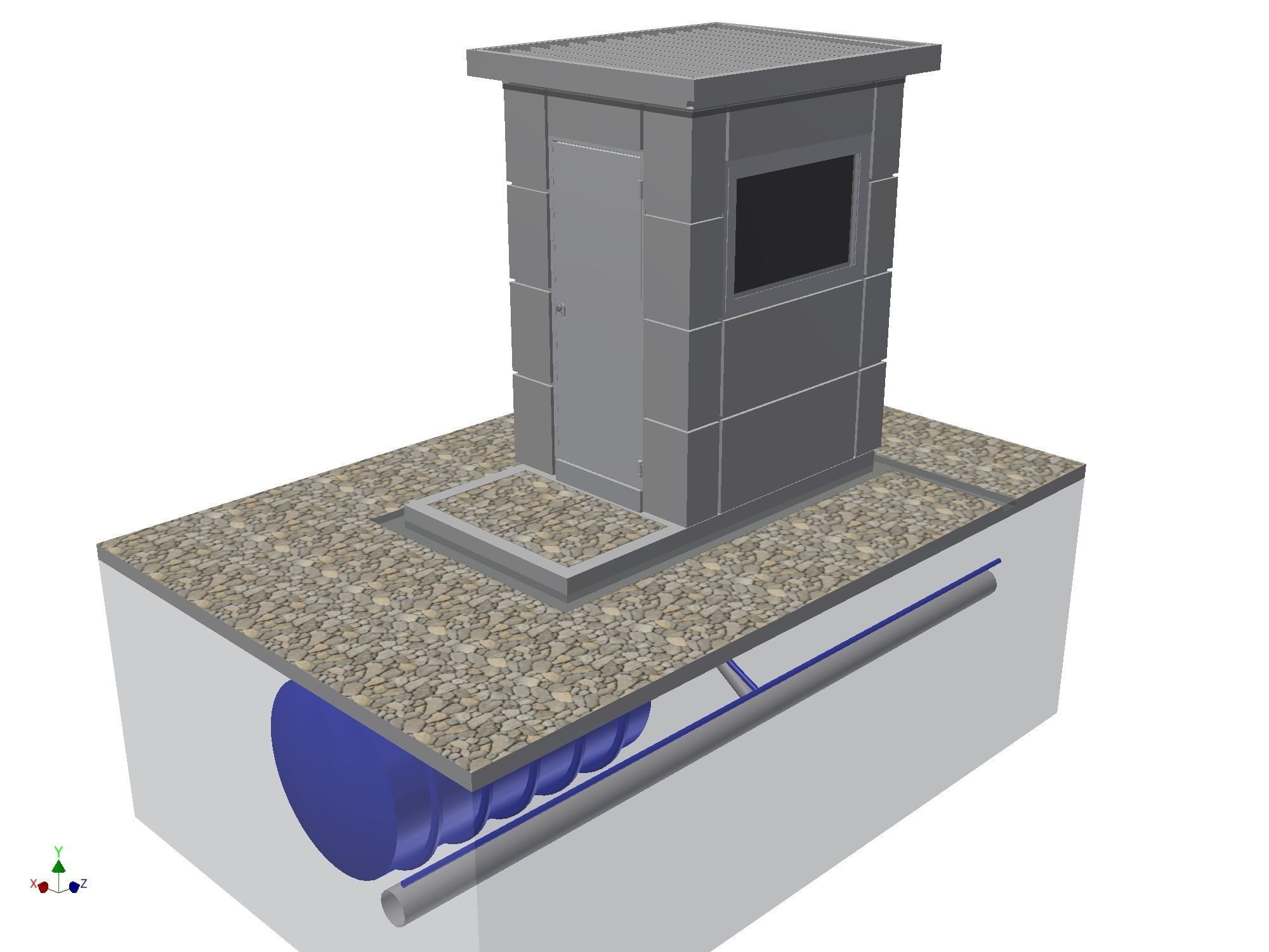 Water tank 1500 L Low-poly 3D model_3