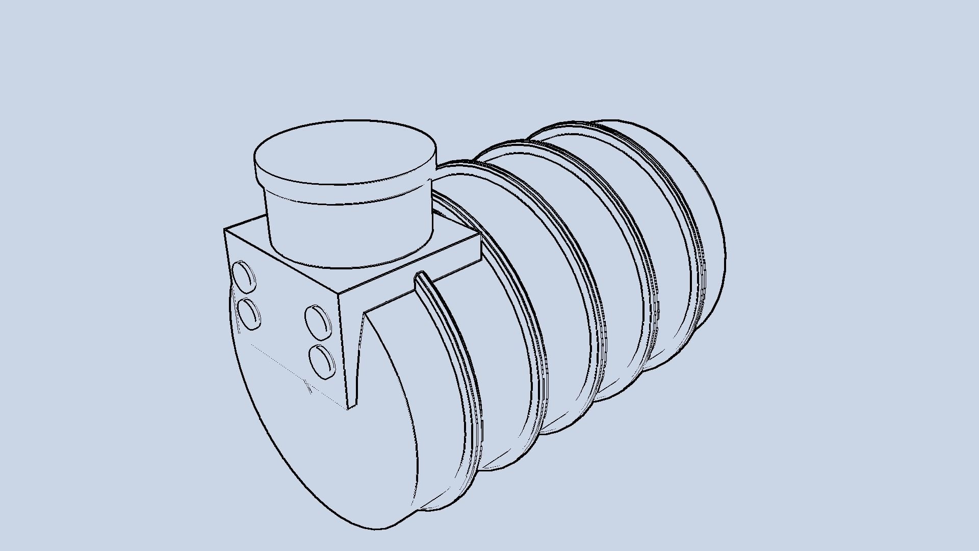 Water tank 1500 L Low-poly 3D model_1