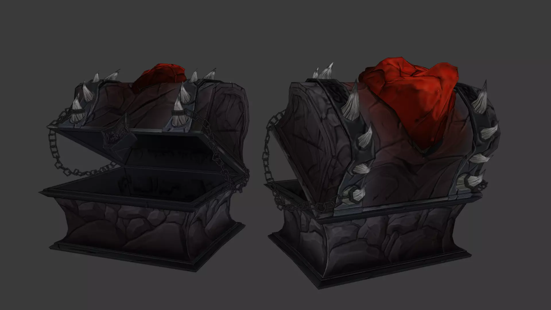 Stylized Hand Painted Cursed Chest Low-poly 3D model_0