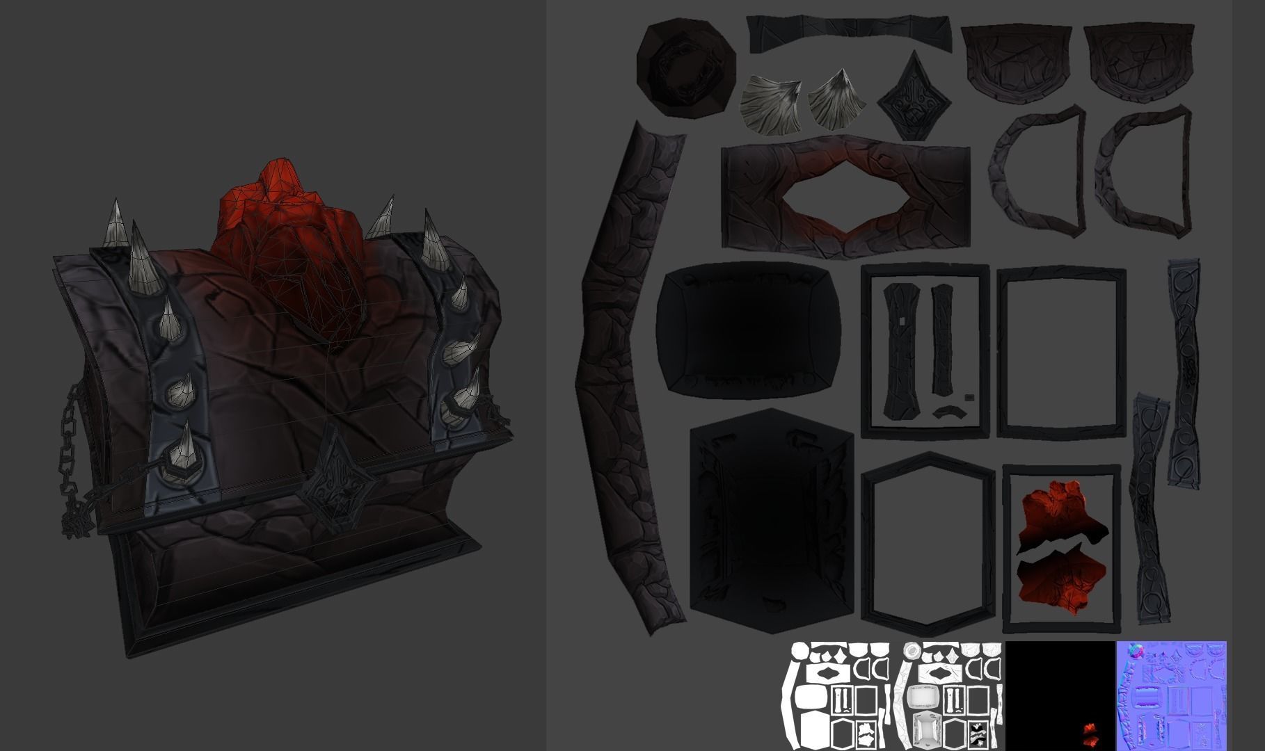Stylized Hand Painted Cursed Chest Low-poly 3D model_3